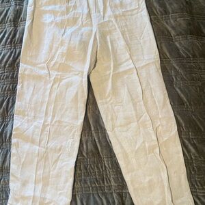 Effortlessly Valerie Stevens Soft Beige Wide Leg Pants Linen 12